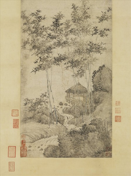 元王蒙修竹遠山　軸