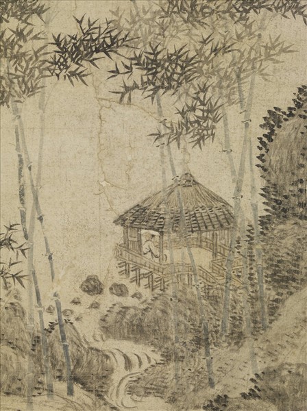 元王蒙修竹遠山　軸