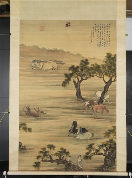 清高其佩八駿圖　軸