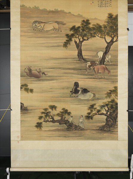 清高其佩八駿圖　軸