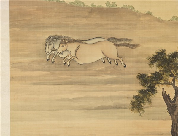 清高其佩八駿圖　軸