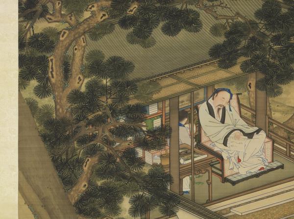 清黃應諶畫袪倦鬼文山水　軸