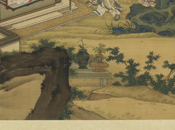 清黃應諶畫袪倦鬼文山水　軸