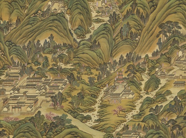 清姚文瀚袁瑛合筆盤山圖　軸