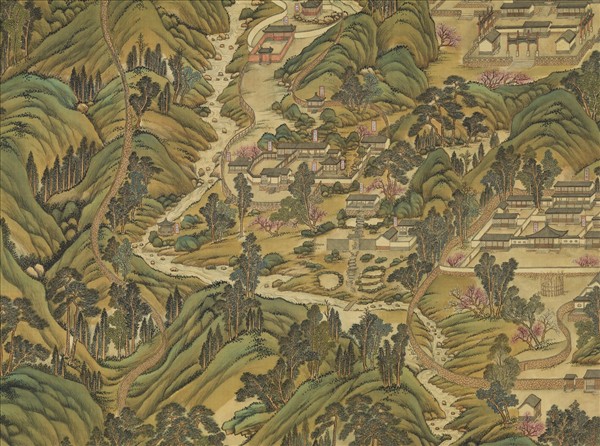 清姚文瀚袁瑛合筆盤山圖　軸