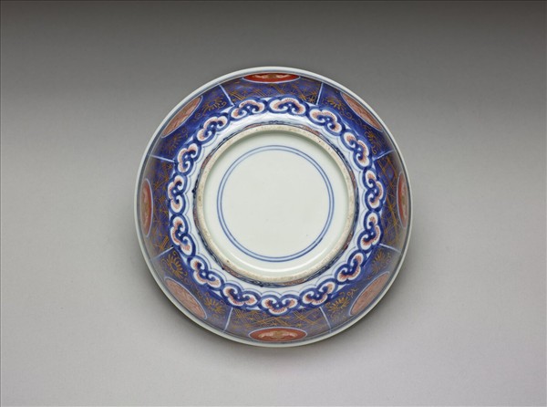 日本 有田窯 青花五彩描金團花紋碗 