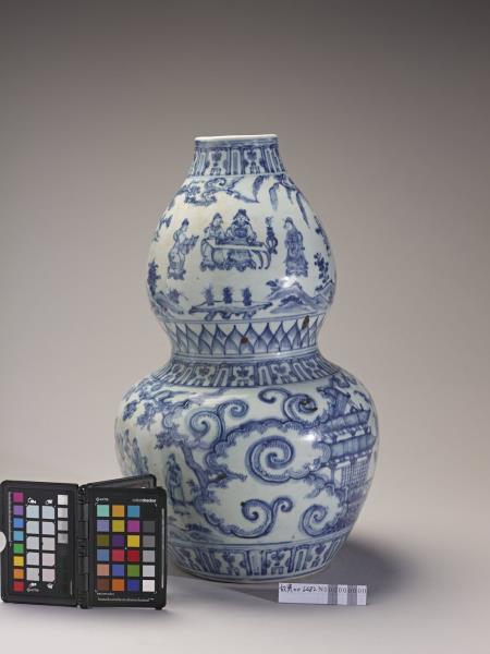 青花琴棋書畫十八學士圖葫蘆瓶- 故宮