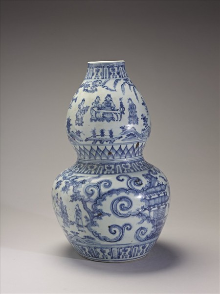 青花琴棋書畫十八學士圖葫蘆瓶