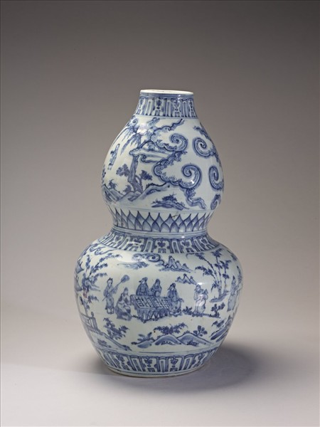 青花琴棋書畫十八學士圖葫蘆瓶