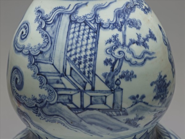 青花琴棋書畫十八學士圖葫蘆瓶