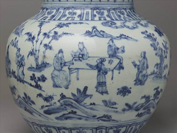 青花琴棋書畫十八學士圖葫蘆瓶