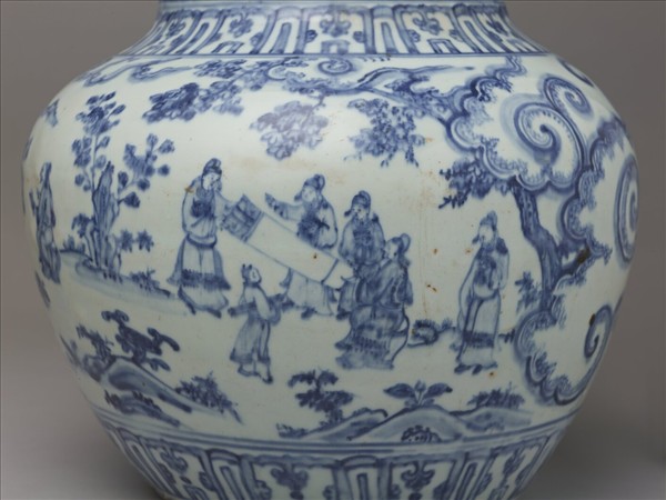 青花琴棋書畫十八學士圖葫蘆瓶