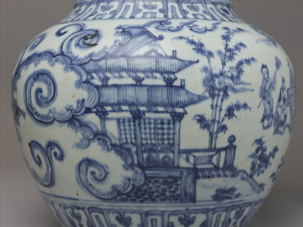 青花琴棋書畫十八學士圖葫蘆瓶