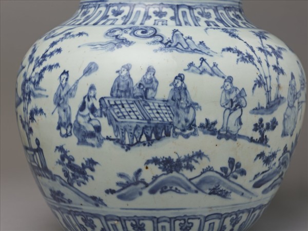 青花琴棋書畫十八學士圖葫蘆瓶