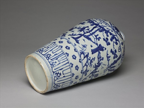 青花山水人物圖梅瓶