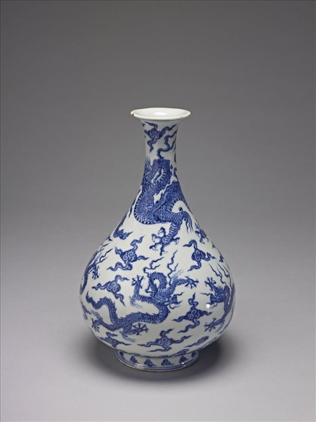 青花五龍紋玉壺春瓶