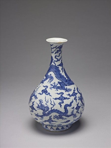 青花五龍紋玉壺春瓶