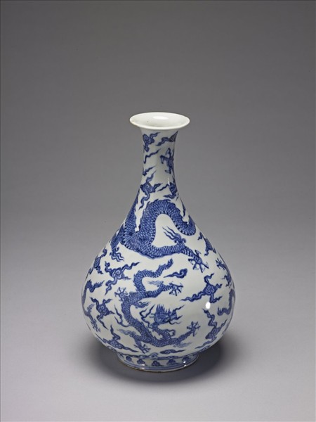 青花五龍紋玉壺春瓶