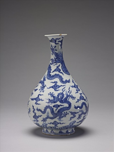 青花五龍紋玉壺春瓶