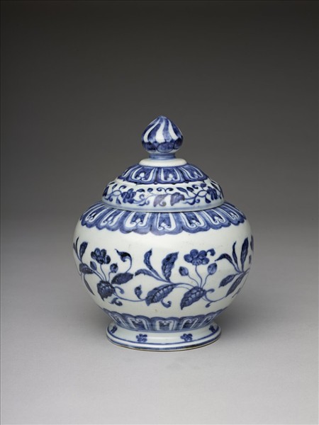 青花轉枝海棠花紋罐