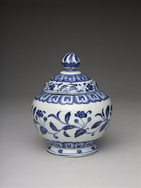 青花轉枝海棠花紋罐