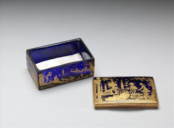 描金藍玻璃盒