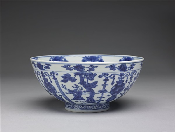 青花豐登仙人圖碗