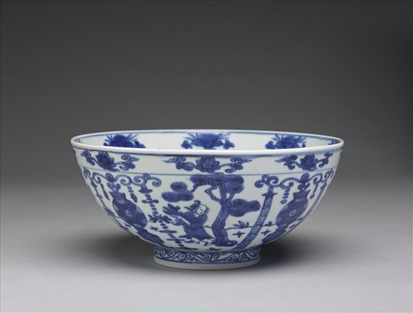 青花豐登仙人圖碗