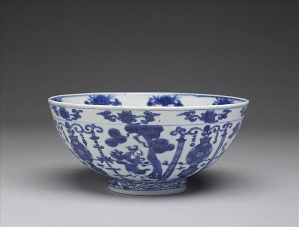 青花豐登仙人圖碗