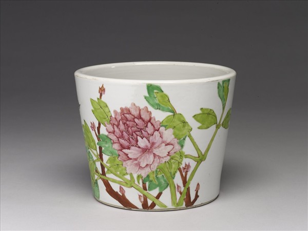 粉彩花鳥紋花盆