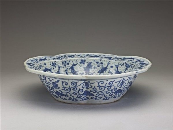 青花魚藻梅花式洗