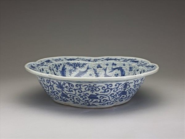 青花魚藻梅花式洗