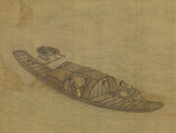 清高其佩風雨歸舟　軸