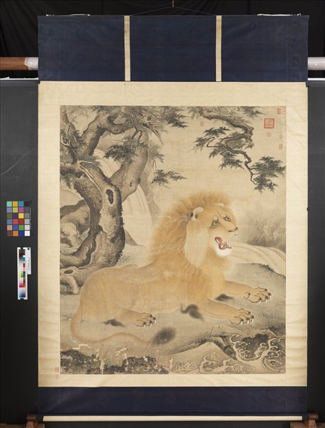 明人畫狻猊圖　軸