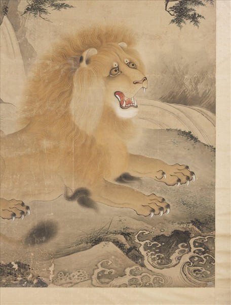 明人畫狻猊圖　軸