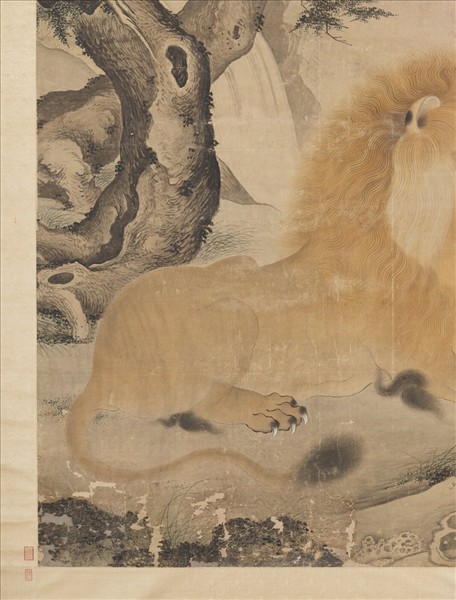 明人畫狻猊圖　軸