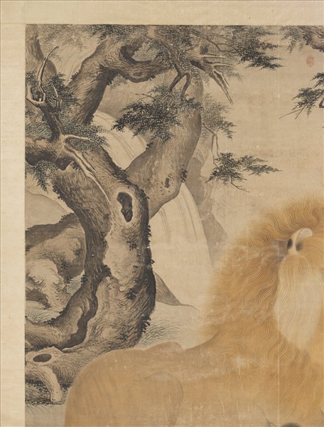 明人畫狻猊圖　軸