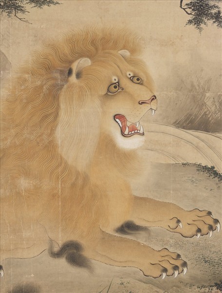 明人畫狻猊圖　軸