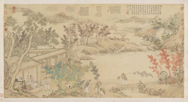 清丁觀鵬畫御筆蒔竹詩　軸