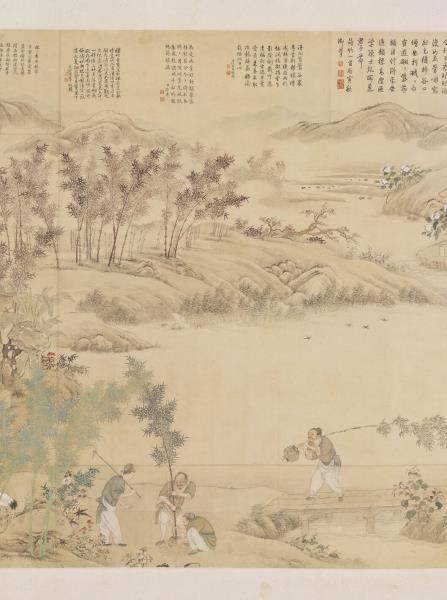 清丁觀鵬畫御筆蒔竹詩　軸