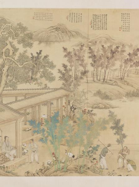 清丁觀鵬畫御筆蒔竹詩　軸