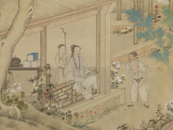 清丁觀鵬畫御筆蒔竹詩　軸