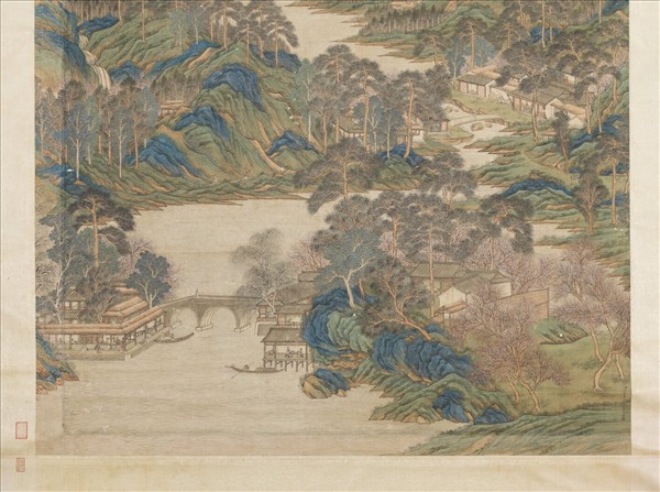 清王炳仿趙伯駒春山圖　軸