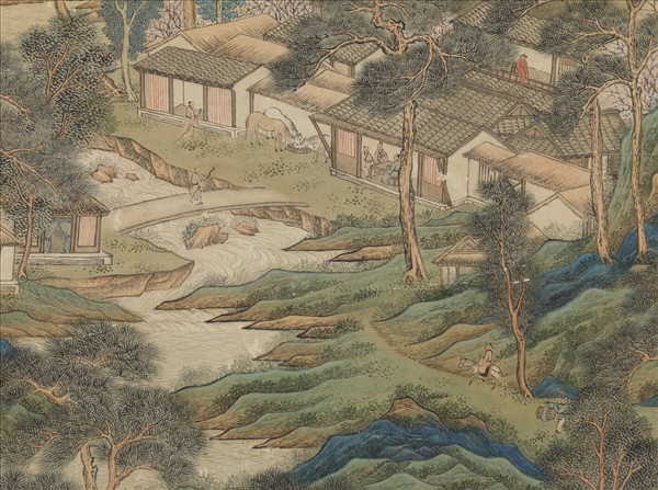 清王炳仿趙伯駒春山圖　軸