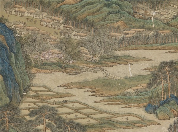 清王炳仿趙伯駒春山圖　軸