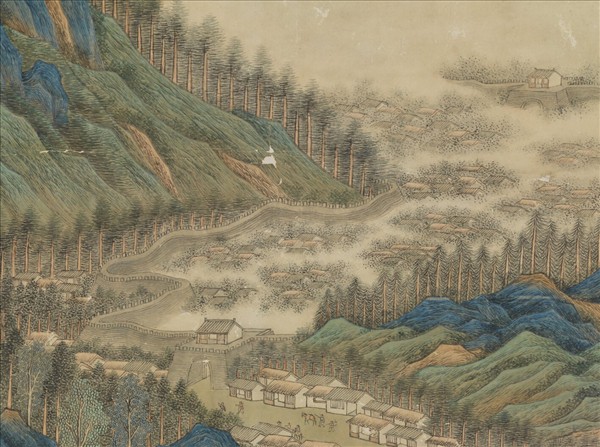 清王炳仿趙伯駒春山圖　軸