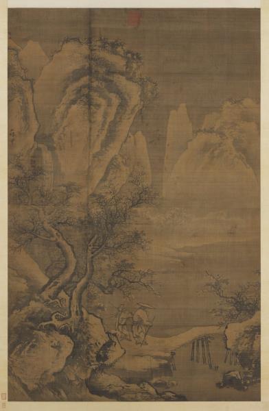 明吳偉寒山積雪　軸