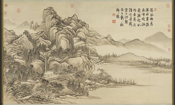 清張宗蒼畫寒灘漁泊　軸