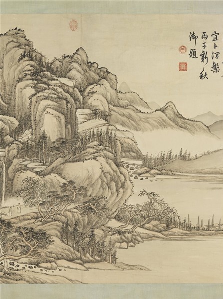 清張宗蒼畫寒灘漁泊　軸