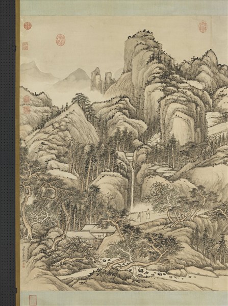 清張宗蒼畫寒灘漁泊　軸